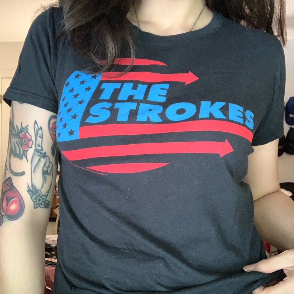 The Strokes American Flag logo T-shirt